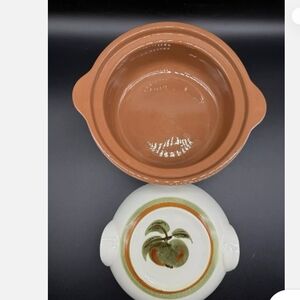 Hand Painted Stangl Pottery Brown Ceramic Casserole Dish with Lid